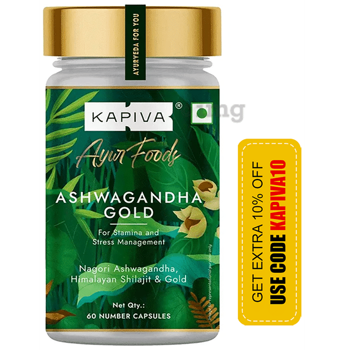 Kapiva Ayur Foods Ashwagandha Gold Capsules | for Stamina & Stress Management
