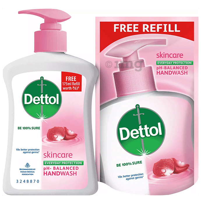 Dettol Skincare Liquid Handwash 200ml with Skincare Liquid Handwash Refill 175ml