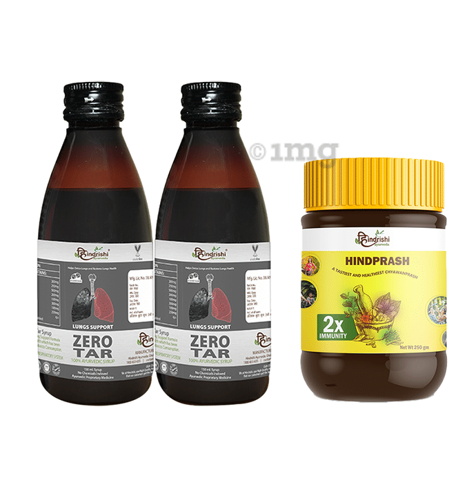 Hindrishi Ayurveda Combo Pack of 2 Bottle of Zero Tar Syrup (150ml Each) & Hindprash 250gm