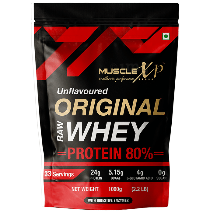 MuscleXP Original Raw Whey Protein 80% with Digestive Enzymes Unflavoured