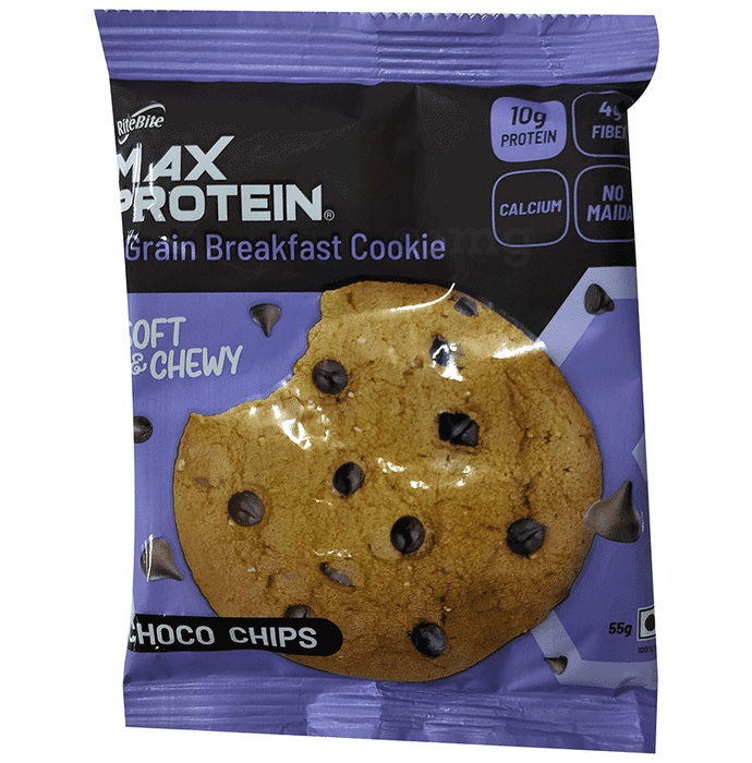 RiteBite Max Protein Cookie with 10g Protein and 4g Fiber (55gm Each) Choco Chips