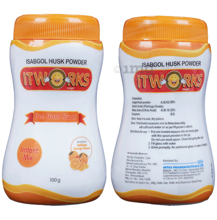 Itworks  Isabgol Husk Instant Mix Powder | Sugar-Free | Flavour Orange