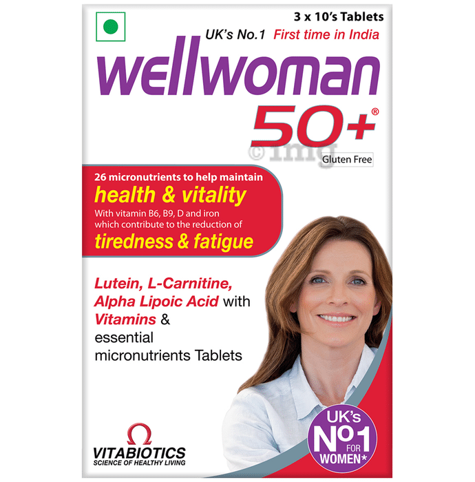 Wellwoman 50+ Multivitamins Health Supplement for Women | Reduces Tiredness & Fatigue | Gluten free Tablet