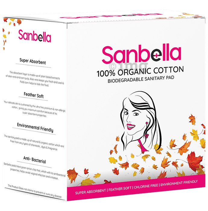 Sanbella 100% Organic Cotton Biodegradable Sanitary Pads Day XL