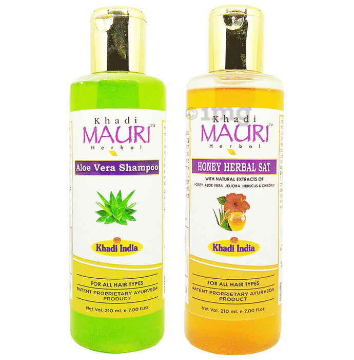 Khadi Mauri Herbal Combo Pack of Aloe Vera & Honey Shampoo (210ml Each)
