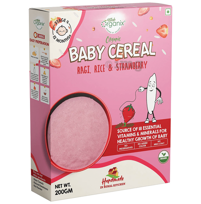 Whole Organix Oragnic Baby Cereal Stage 4, 12 Months Ragi, Rice & Strawberry