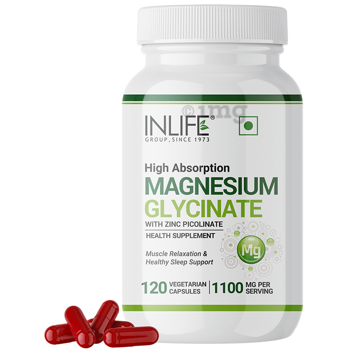 Inlife Magnesium Glycinate with Zinc Picolinate | Vegetarian Capsule for Muscle Strength & Performance