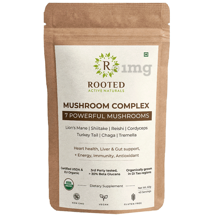Rooted Active Naturals Mushroom Complex 7 Powerful Mushrooms Powder