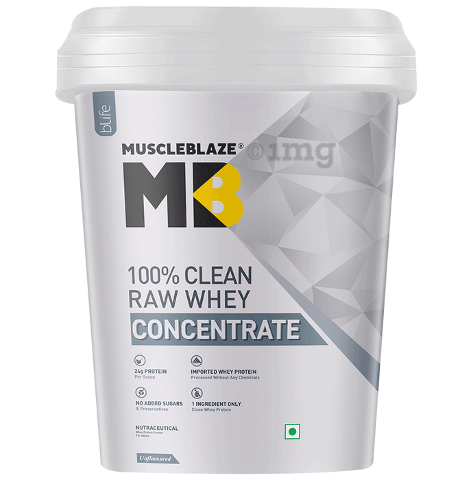 MuscleBlaze Raw Whey Protein | | Light & Clean Protein | Easy to Digest Powder Unflavoured