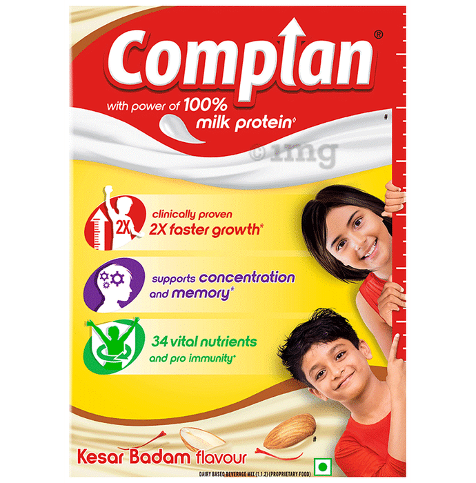 Complan Nutrition Drink Powder for Children | Nutrition Drink for Kids with Protein & 34 Vital Nutrients | Kesar Badam