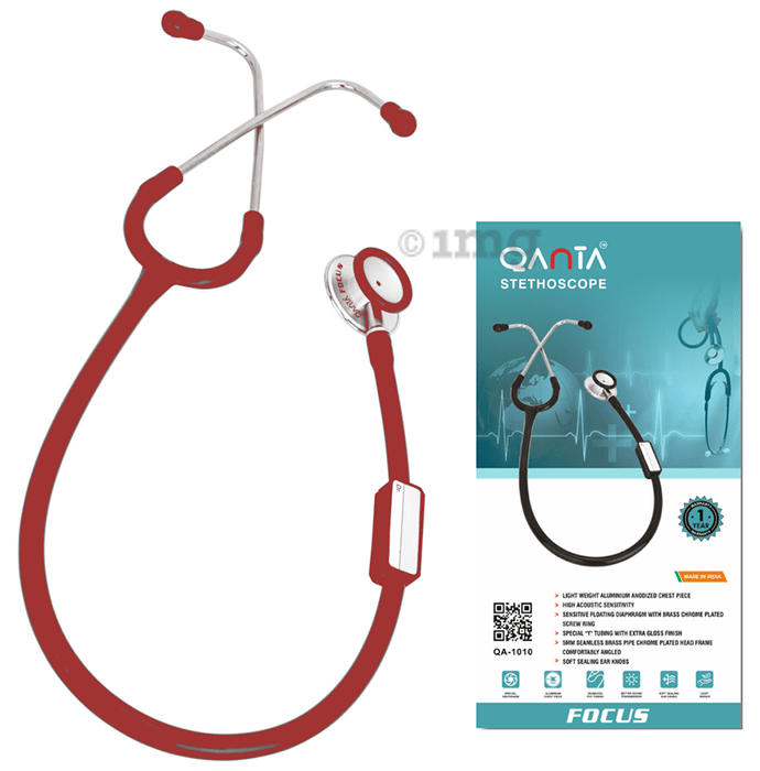 Qanta QA-1010 Stethoscope Focus With Aluminium Anodized Chest Piece Red