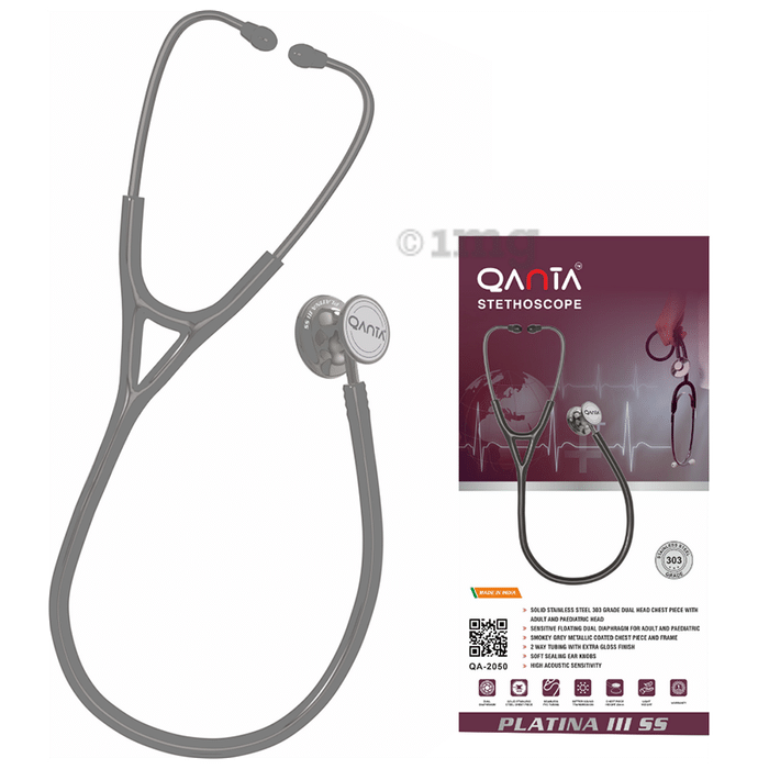 Qanta QA-2050 PLATINA III SS Smokey Grey Finish, Stainless Steel Stethoscope Grey