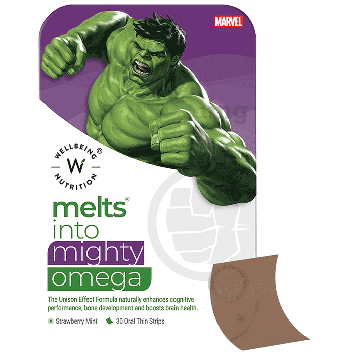 Wellbeing Nutrition Marvel Melts Into Mighty Omega Oral Thin Strip Age 6+ Strawberry Mint