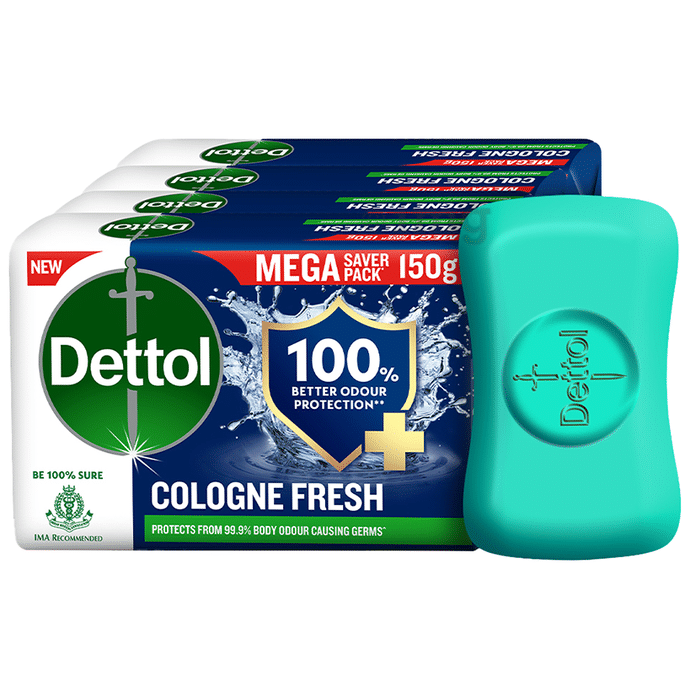 Dettol Mega Saver Pack of  Cologne Fresh Bathing Soap Bar with 100% Better Odour Protection (150gm Each)