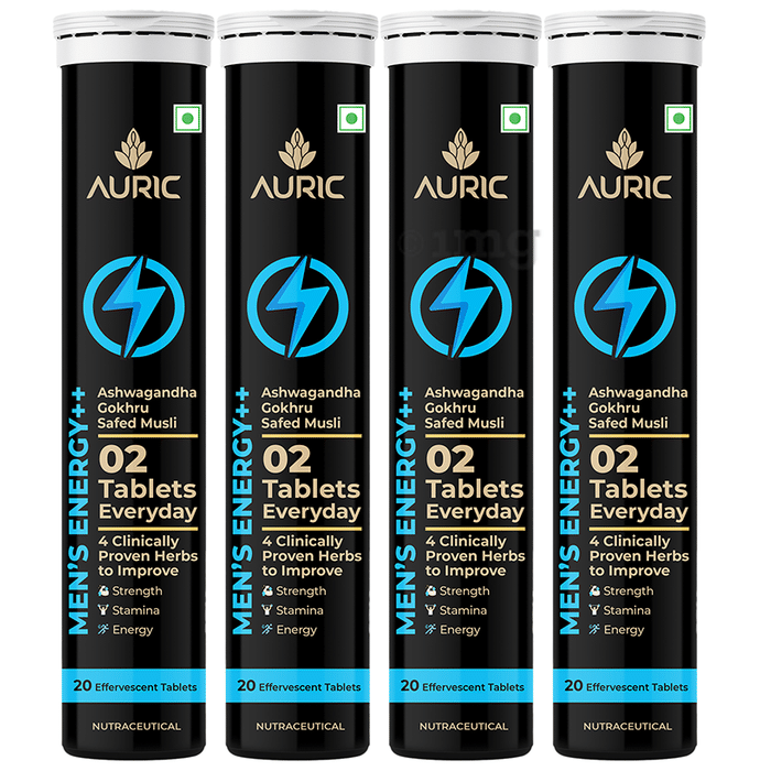 Auric Mens Energy Effervescent Tablets for Strength, Stamina and Performance (20 Each)