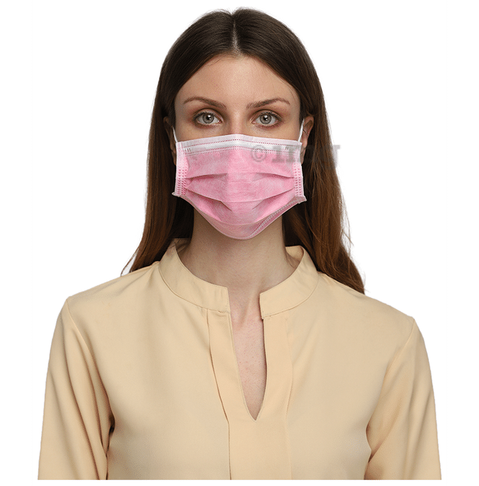 Saavi Urgicals Polypropylene 4 Ply Surgical Face Mask Cherry Pink
