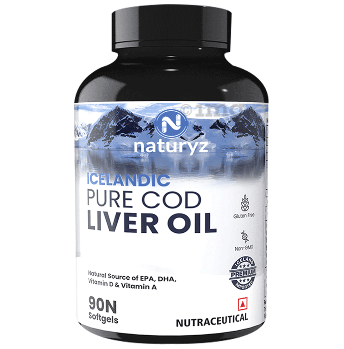 Naturyz Icelandic Pure Cod Liver Oil with Omega 3, Vitamins A & D Soft Gelatin Capsule