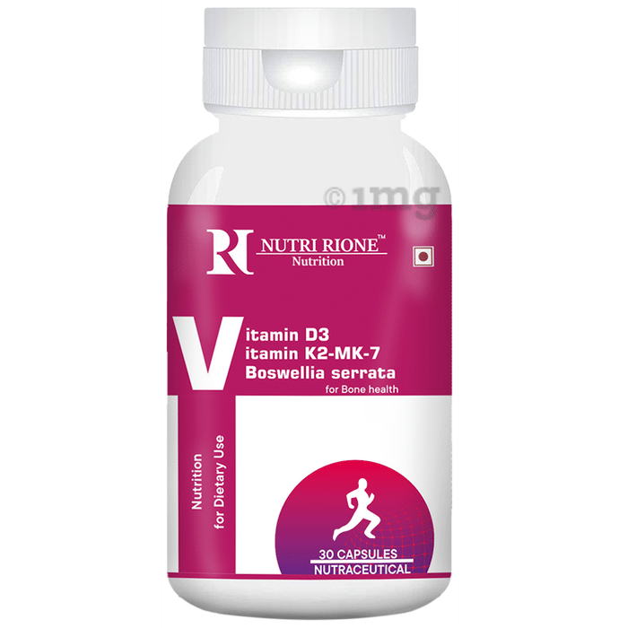 NutriRione Vitamin K2 with Vitamin D3 and Boswellia Serrata Veg Capsule for Bone Health