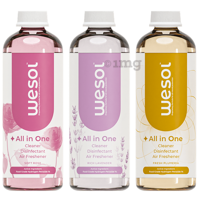 Wesol Food Grade Hydrogen Peroxide 1% All in One Multi Surface Cleaner Liquid, Disinfectant and Air Freshner (500ml Each) Assorted