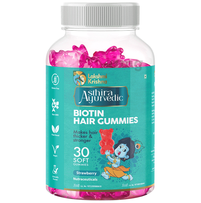 Lakshmi Krishna Asthira Ayurvedic Biotin Hair Gummies Strawberry