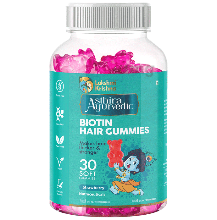 Lakshmi Krishna Asthira Ayurvedic Biotin Hair Gummies Strawberry