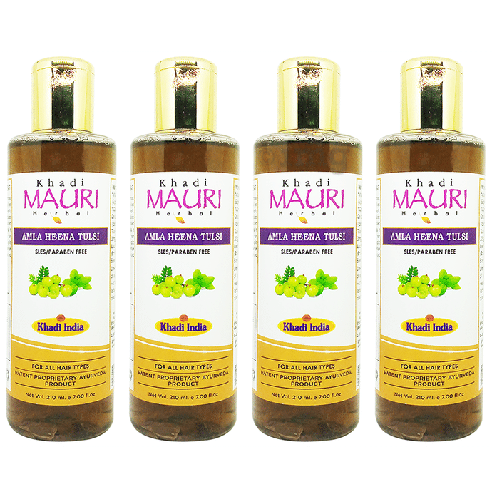 Khadi Mauri Herbal Amla Henna Tulsi Shampoo (210ml Each) Paraben Free