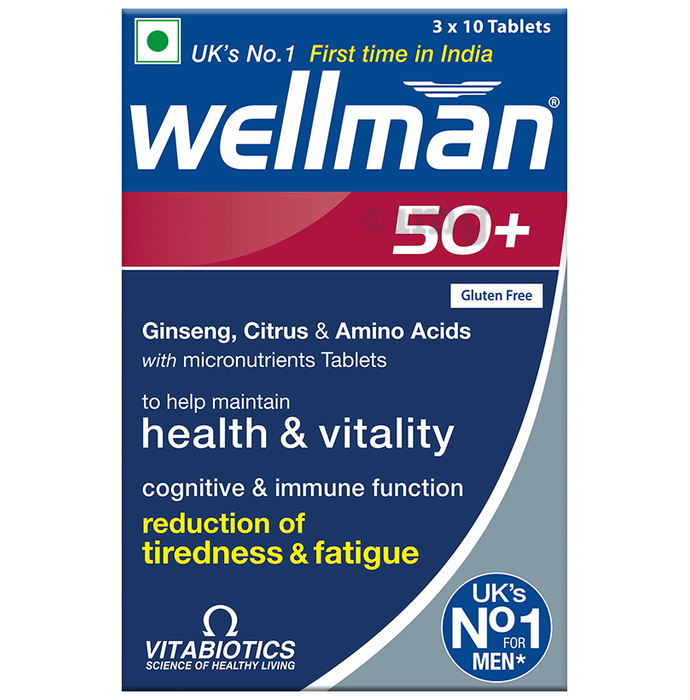 Wellman 50+ Health Supplement for Men's Cognitive & Immune Function | Gluten Free Tablet