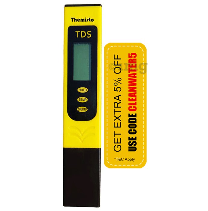 Themisto TDS-02 Digital TDS Meter, Water Quality Tester | 0-9990 ppm, Temperature Sensor, Easy-to-Read LCD Yellow
