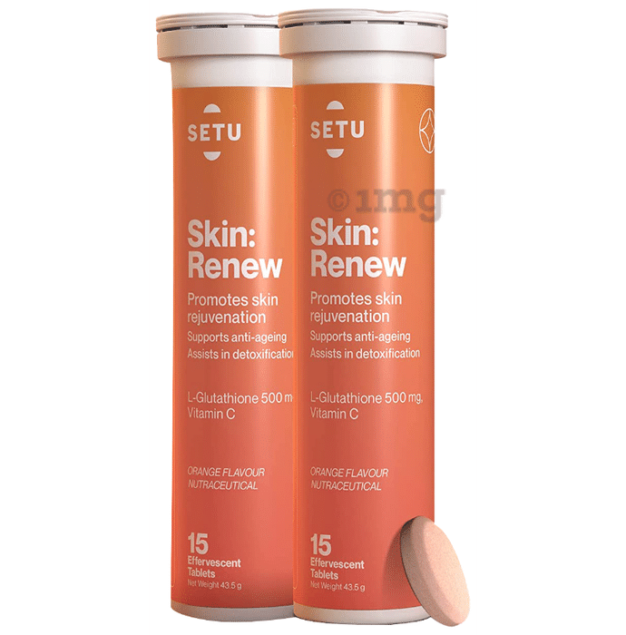Setu Skin: Renew Fizz Glutathione & Vitamin C Tablets (15 Each) Orange