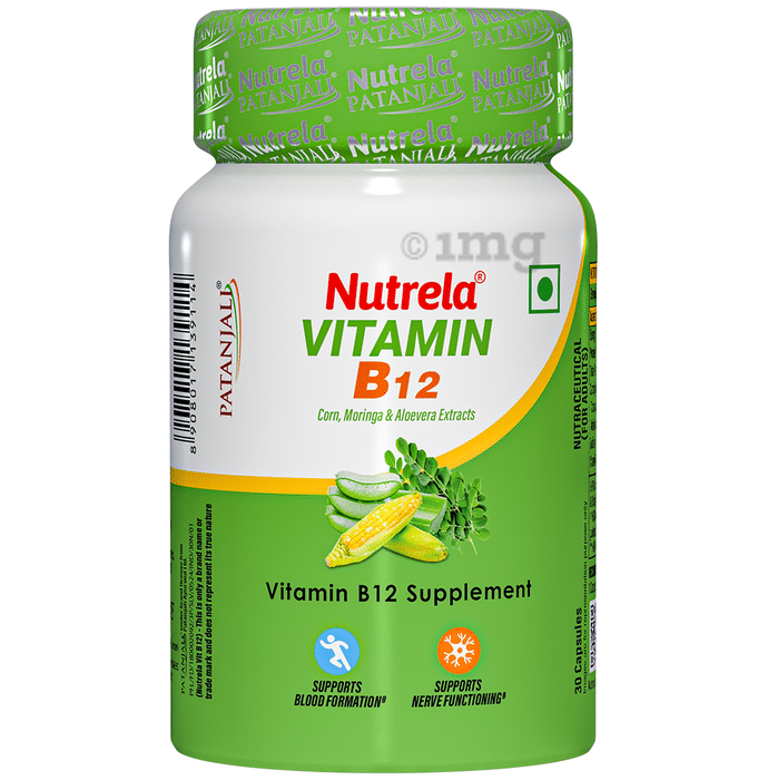 Patanjali Nutrela Vitamin B12 Bio-Fermented for Nerve Strengthening & Brain Function Capsule