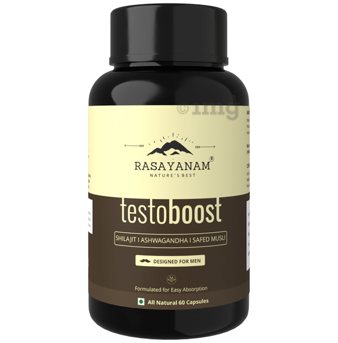 Rasayanam Testoboost Capsule with Shilajit, Ashwagandha & Safed Musli | For Stress Relief, Vigour, Strength, & Energy