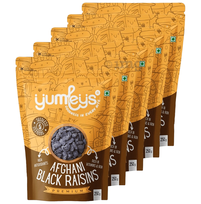 Yumleys Premium Afghani Black Raisins (250gm Each) Seedless