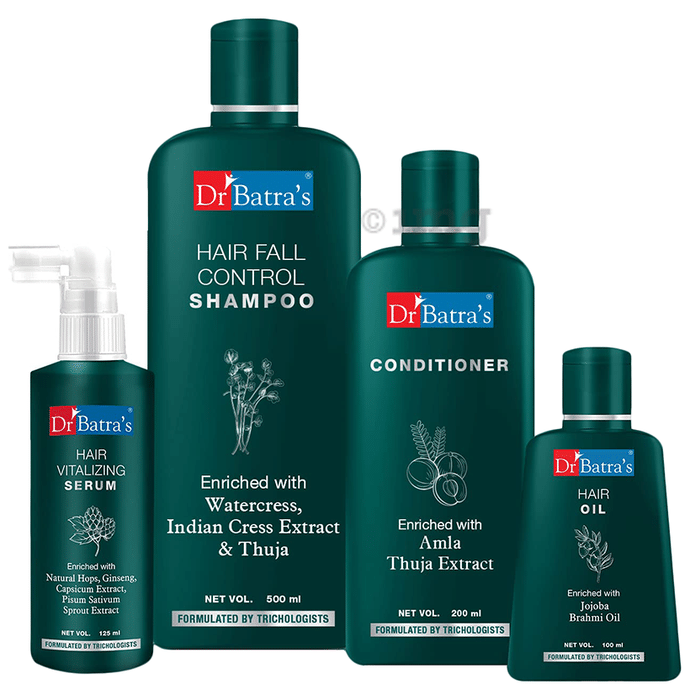 Dr Batra's Combo Pack of Hair Vitalizing Serum 125ml, Hair Oil 100ml, Conditioner 200ml and Hair Fall Control Shampoo 500ml