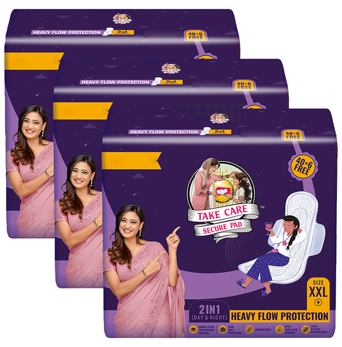 Heavy Flow Protection Secure Sanitary Pads (46 Each) XXL