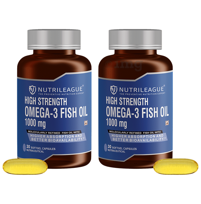 Nutrileague High Strength Omega 3 Fish Oil 1000mg Softgel Capsule (30 Each)