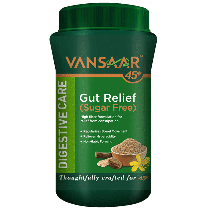 Vansaar 45+ Gut Relief Powder for Digestive Care | Helps Ease Constipation & Gas | Sugar-Free