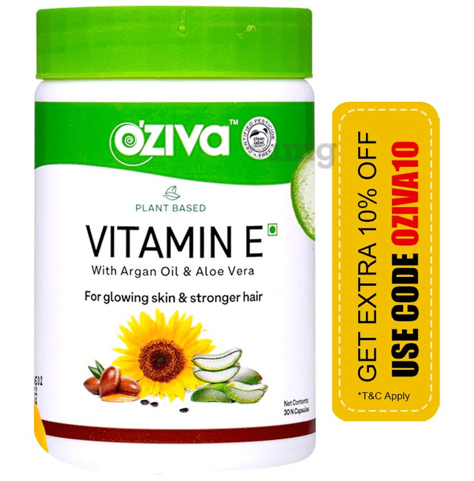 Oziva Plant Based Vitamin E Capsule for Glowing Skin & Stronger Hair