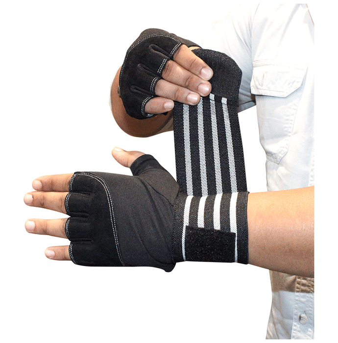 MuscleXP Sports Gloves Black & White