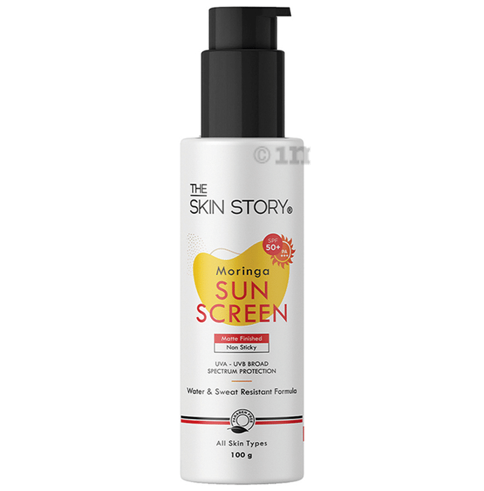 The Skin Story Moringa Face Sunscreen SPF 50+ PA+++ UVA UVB Protection, Water & Sweat Resistant & Non-Sticky