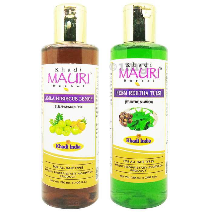 Khadi Mauri Herbal Pack of Amla Hibiscus Lemon & Neem Reetha Tulsi
