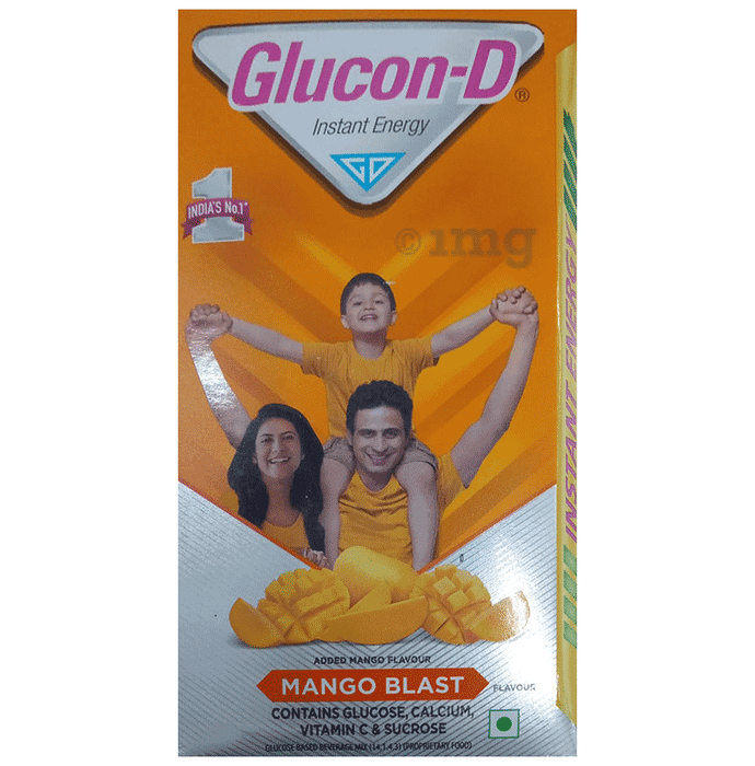 Glucon-D with Glucose, Calcium, Vitamin C & Sucrose | Flavour Mango Blast Powder