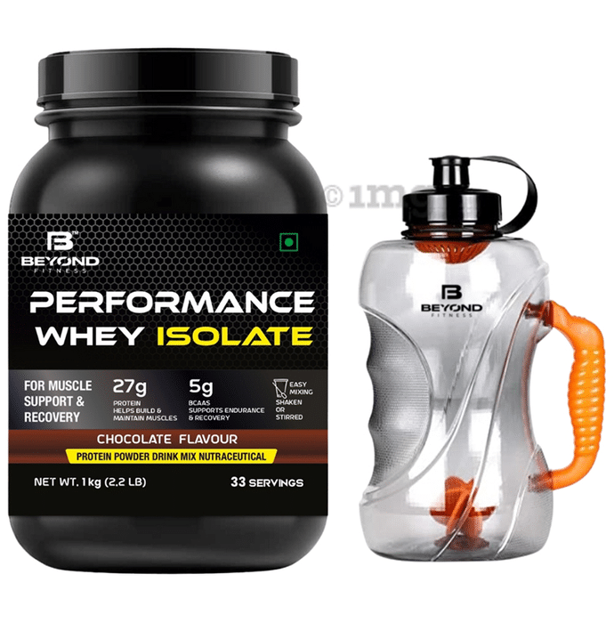 Beyond Fitness Combo Pack of Performance Whey Isolate Protein Powder (1kg) & Gallon Shaker 1.5 Litre