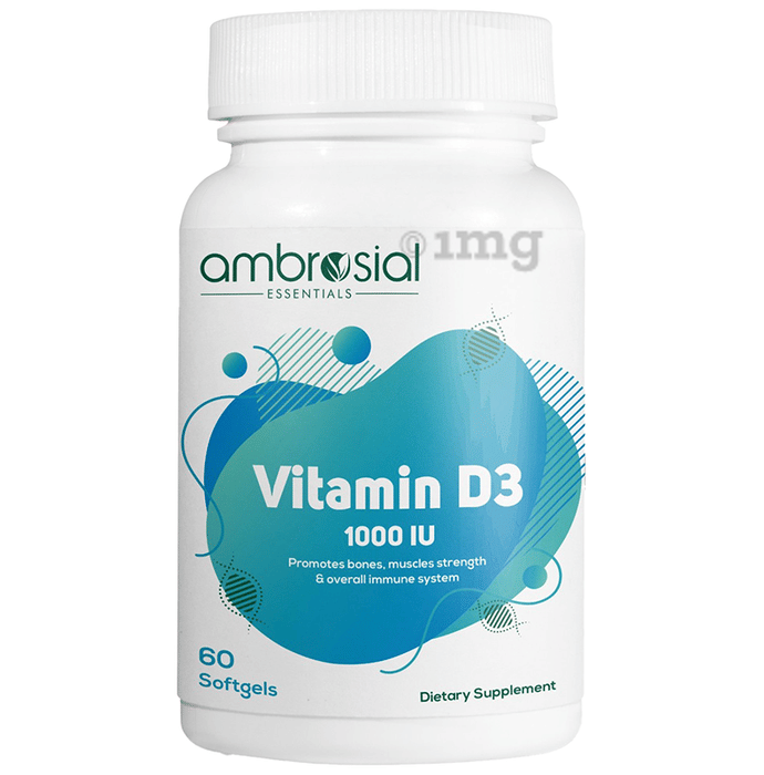 Ambrosial Essentials Vitamin D3 1000 IU Softgels Buy bottle of 60.0