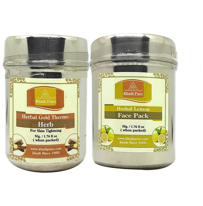 Khadi Pure Combo Pack of Gold Thermo Herb & Herbal Lemon Face Pack (50gm Each)