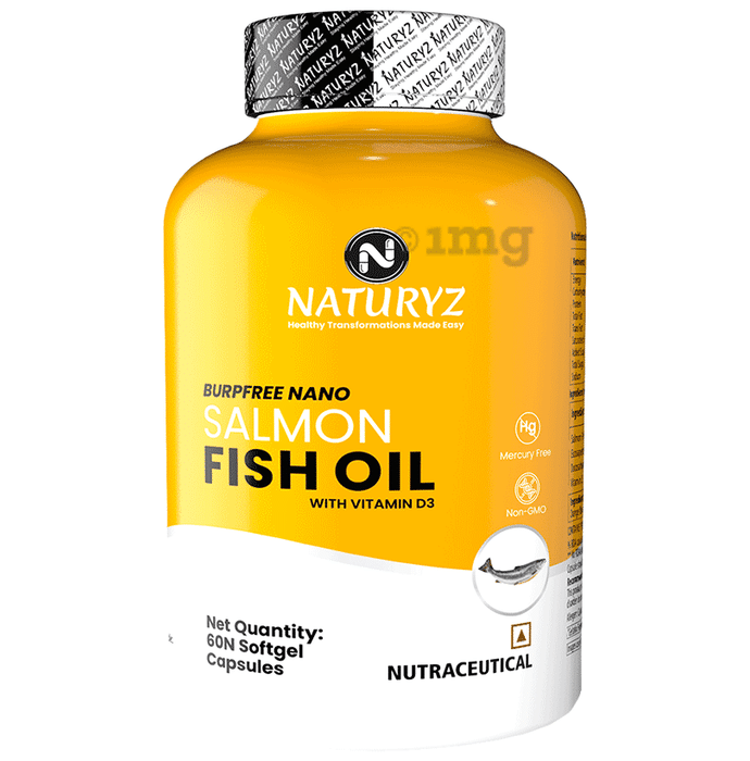 Naturyz Burpfree Nano Salmon Fish Oil with Vitamin D3 Softgel Capsule