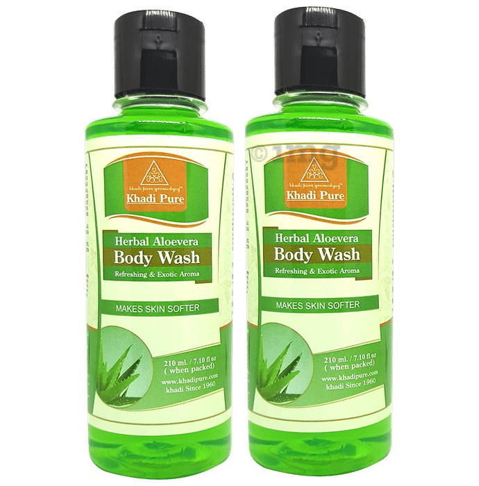 Khadi Pure Herbal Aloevera Body Wash (210ml Each) Buy combo pack of 2.