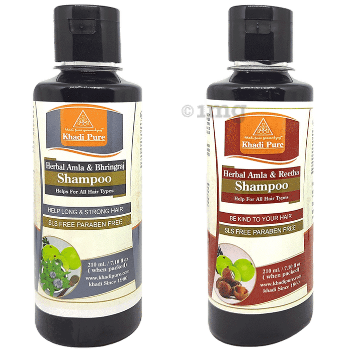 Khadi Pure Combo Pack of Herbal Amla Bhringraj Shampoo SLS Paraben Khadi Pure Combo Pack of Herbal Amla Bhringraj Shampoo SLS Paraben