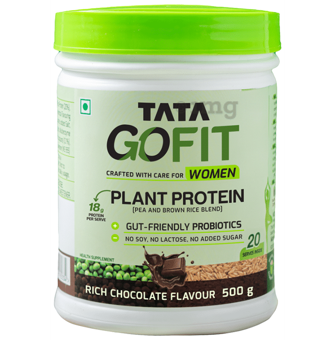 Tata Go Fit Plant Protein for Women, Gut-Friendly Probiotics Rich Chocolate