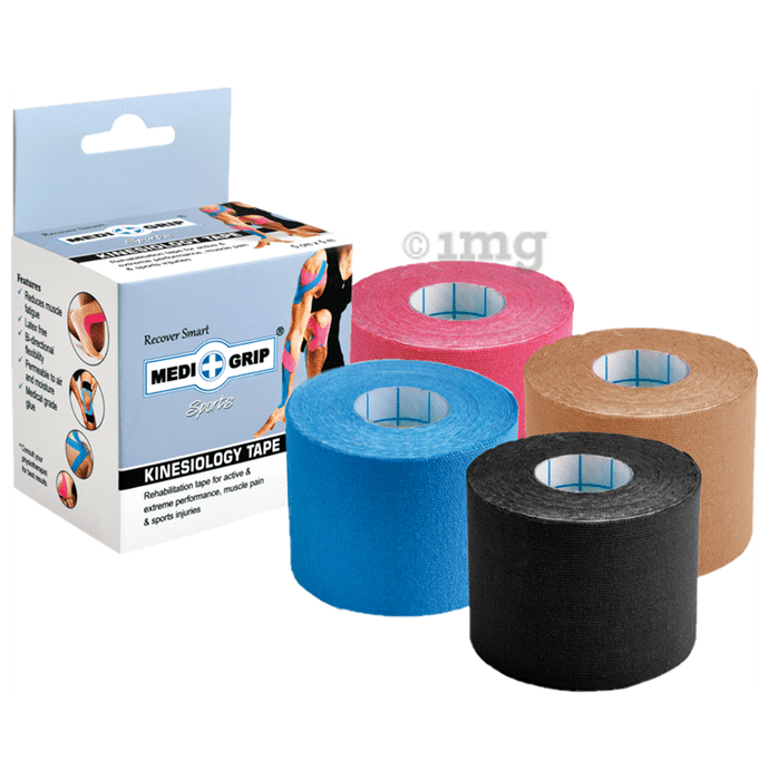 Medigrip Sports Kinesiology Tape 5cm x 5m Blue, Pink, Beige & Black