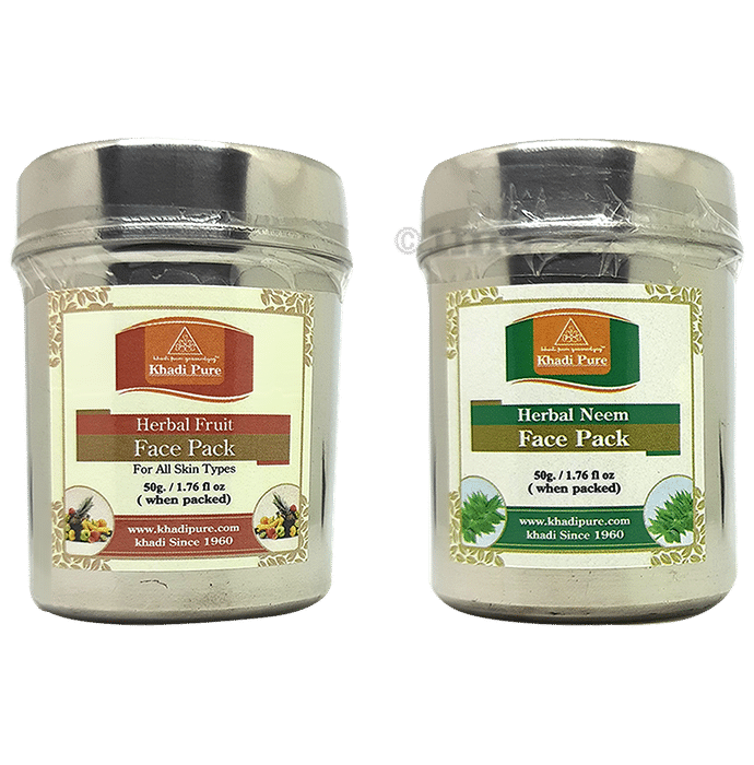 Khadi Pure Combo Pack of Herbal Fruit Face Pack & Herbal Neem Face Pack (50gm Each)